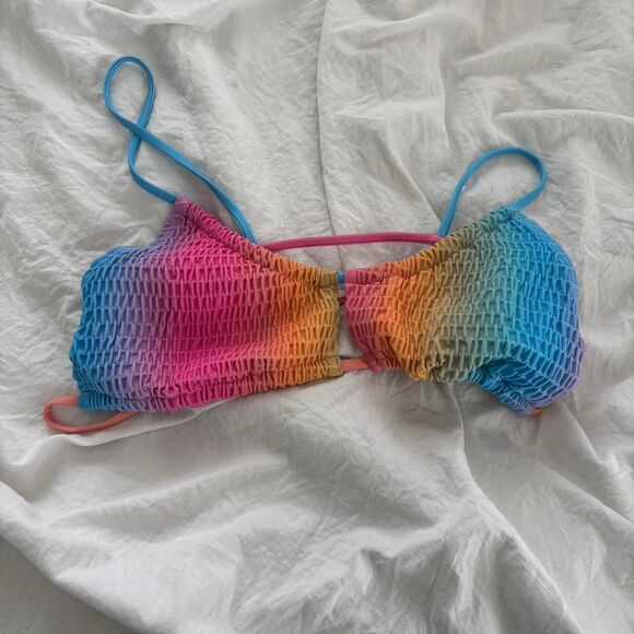 SHEIN Women's Multi Rainbow Cutout Swimwear Medium Bikini Top - Picture 1 of 2